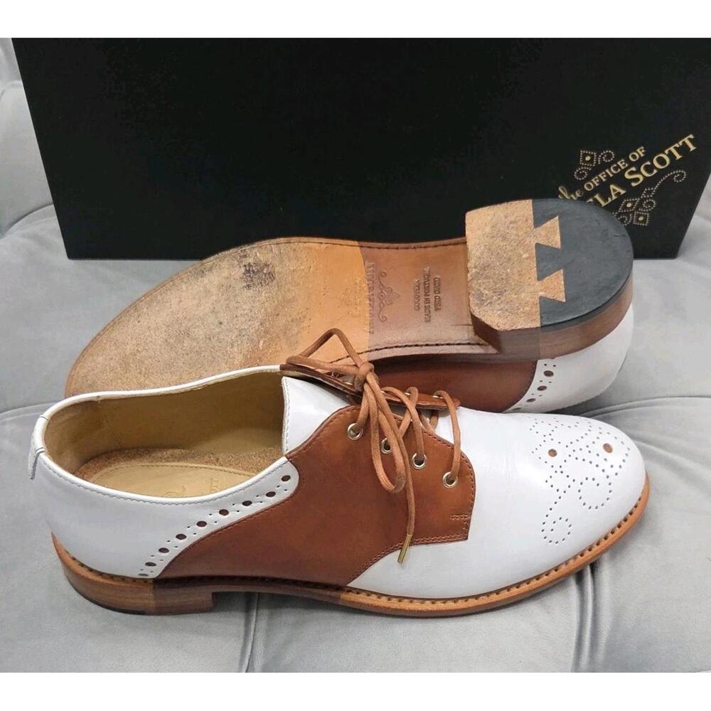 The Office of Angela Scott Ms. Presley White Oxfords Leather Womens Shoes 39 9 - Picture 12 of 16